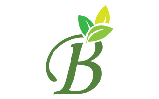 B letter leaf green initial name v54