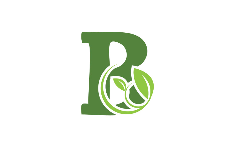 B letter leaf green initial name v55 Logo Template