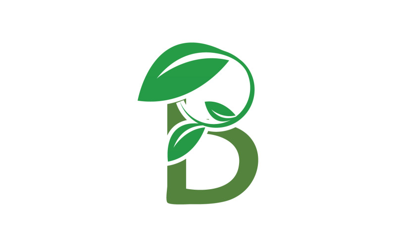 B letter leaf green initial name v56 Logo Template