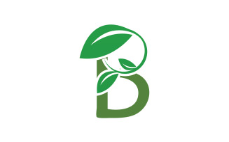 B letter leaf green initial name v56