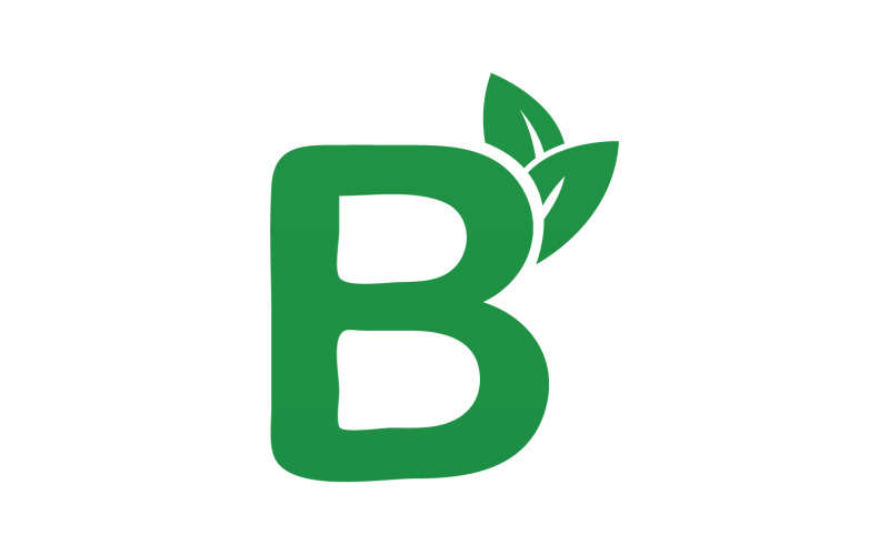 B letter leaf green initial name v57 Logo Template