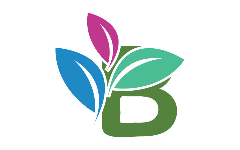 B letter leaf green initial name v5 Logo Template
