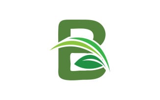 B letter leaf green initial name v60