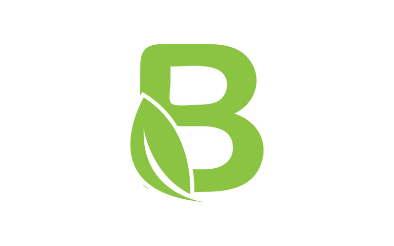 B letter leaf green initial name v62 Logo Template