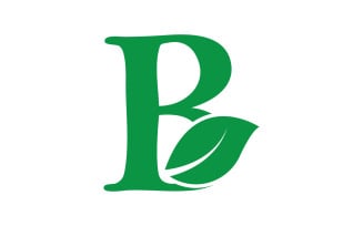 B letter leaf green initial name v63