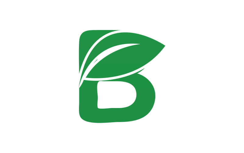 B letter leaf green initial name v64 Logo Template