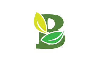 B letter leaf green initial name v7