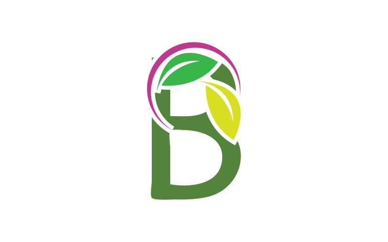 B letter leaf green initial name v8 Logo Template
