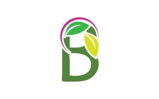 B letter leaf green initial name v8