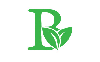 B letter leaf green initial name v9