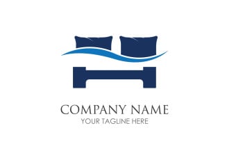 Bed and pillow hotel logo icon v6