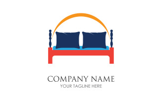 Bed and pillow hotel logo icon v8