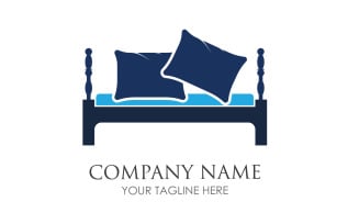 Bed and pillow hotel logo icon v39