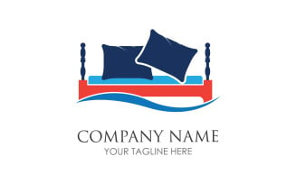 Bed and pillow hotel logo icon v40
