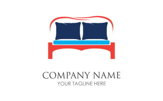 Bed and pillow hotel logo icon v52