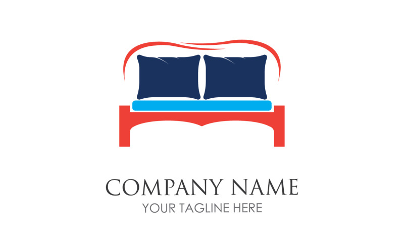 Bed and pillow hotel logo icon v52 Logo Template