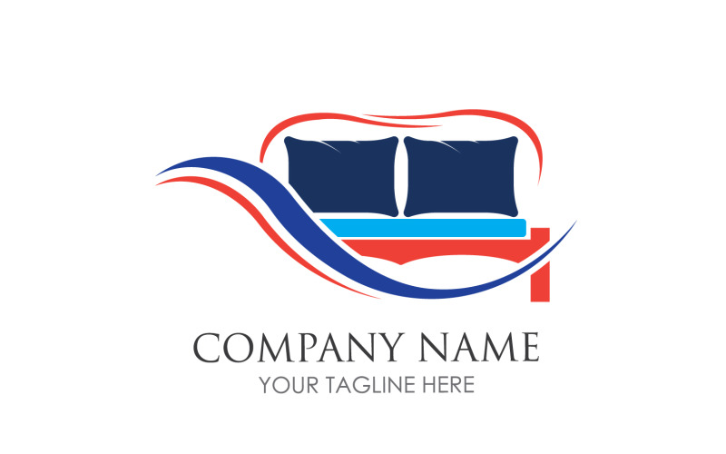 Bed and pillow hotel logo icon v62 Logo Template