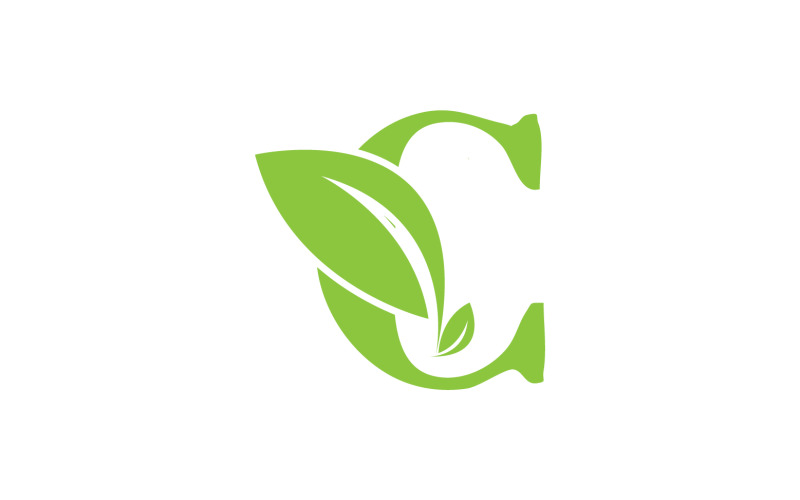 C letter leaf green vector version v11 Logo Template