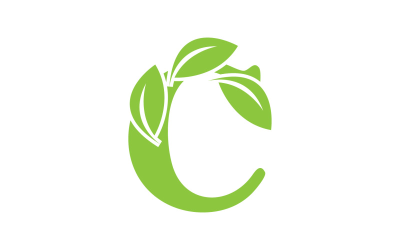 C letter leaf green vector version v20 Logo Template