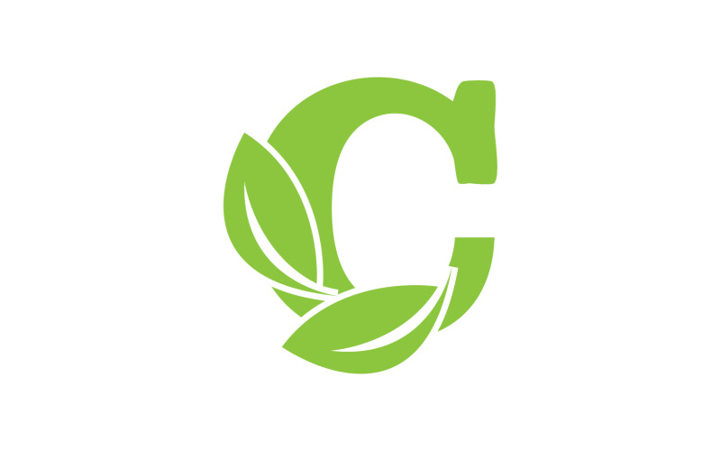 C letter leaf green vector version v21 Logo Template