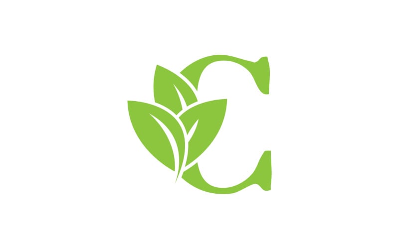 C letter leaf green vector version v3 Logo Template
