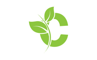 C letter leaf green vector version v42