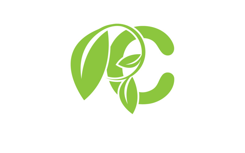 C letter leaf green vector version v56 Logo Template