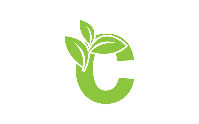 C letter leaf green vector version v5 Logo Template