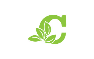 C letter leaf green vector version v60