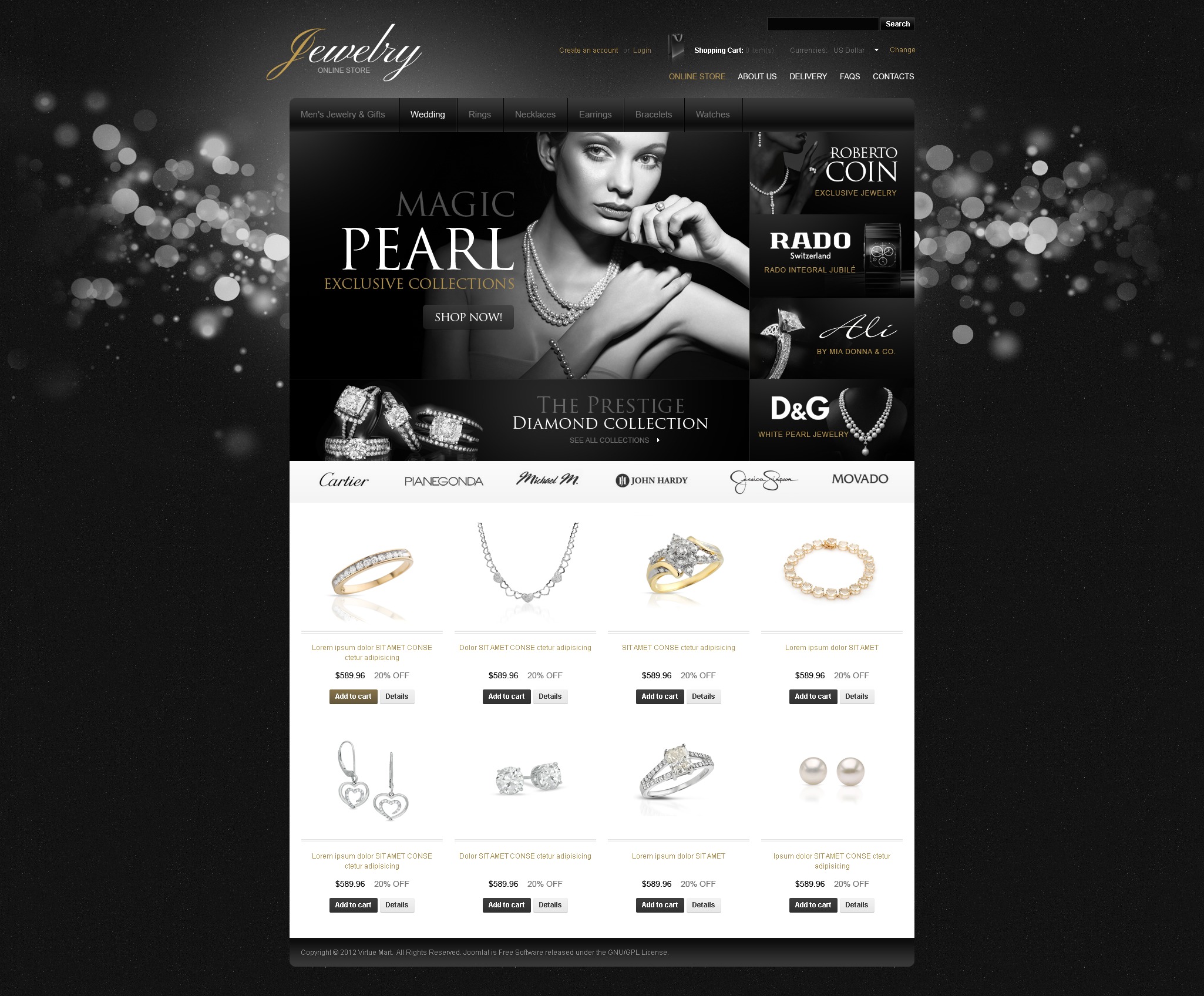 Modello VirtueMart #39020 "Dazzling Jewelry" - screenshot