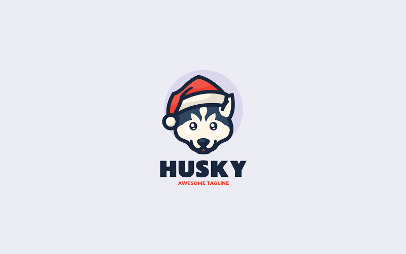 Husky Hat Mascot Cartoon Logo Logo Template