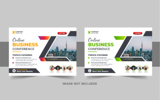 Modern horizontal business conference flyer or business live webinar flyer layout