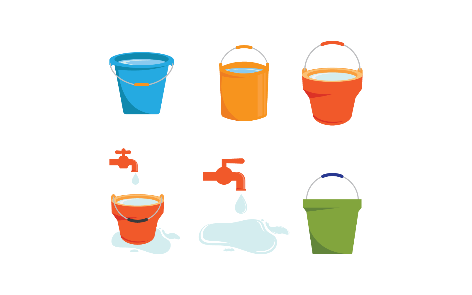 Water bucket icon flat design