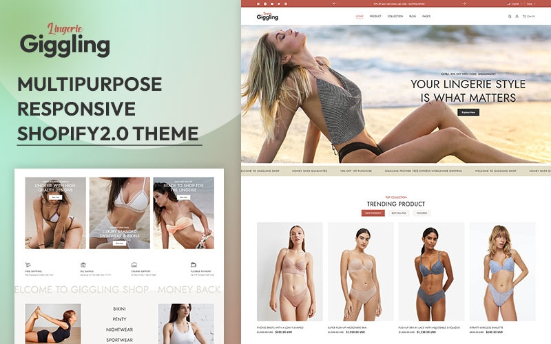 Giggling - Lingerie & Bikini, Inner Wear Fashion Multipurpose Shopify 2.0 Responsive Theme Shopify Theme
