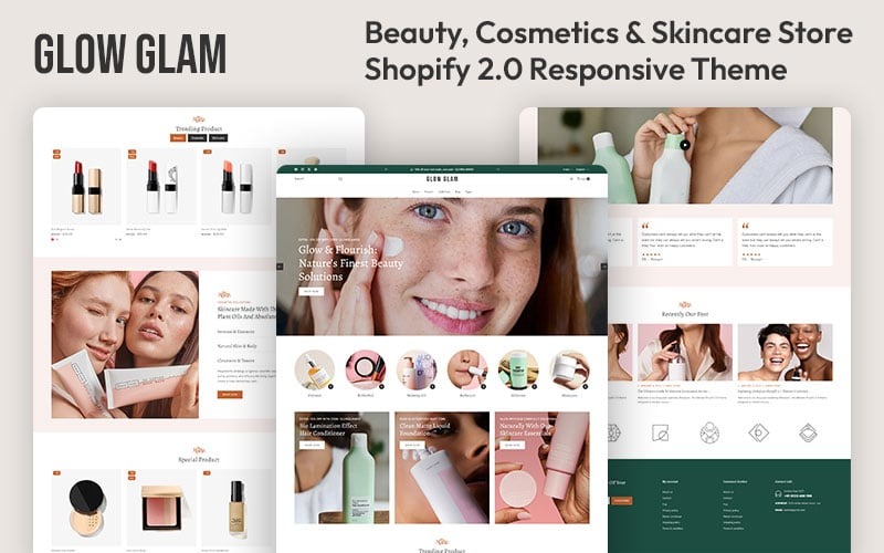 Glowglam - Beauty, Cosmetics & Skincare Store Multipurpose Shopify 2.0 Responsive Theme Shopify Theme