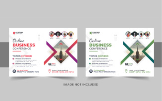 Modern horizontal business conference flyer or business live webinar flyer design layout