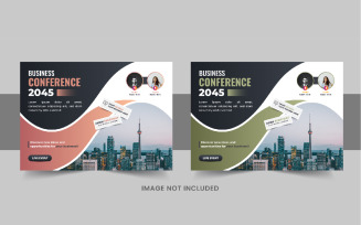 Modern horizontal business conference flyer or business live webinar flyer design template layout