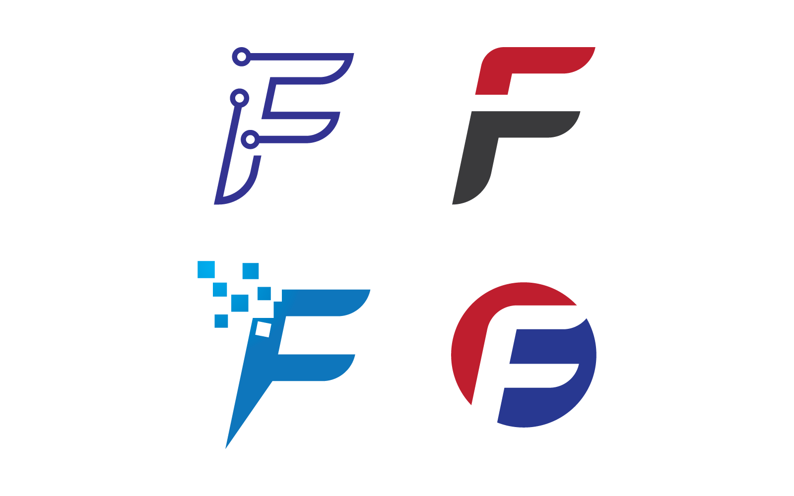F ilk harf logo illüstrasyon vektör tasarımı