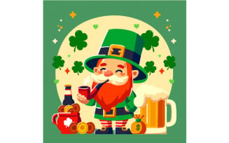 Happy Saint Patrick Day with Cute Gnome Illustration