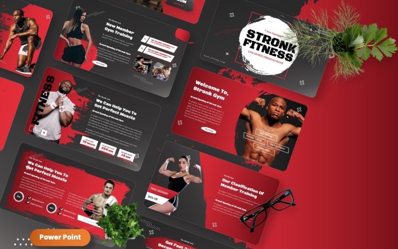 Stronk - Gym Sports Powerpoint Templates PowerPoint Template