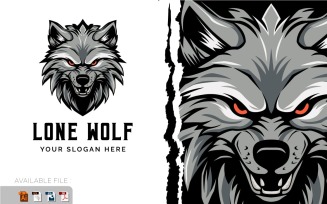 Angry Wolf Head Illustration