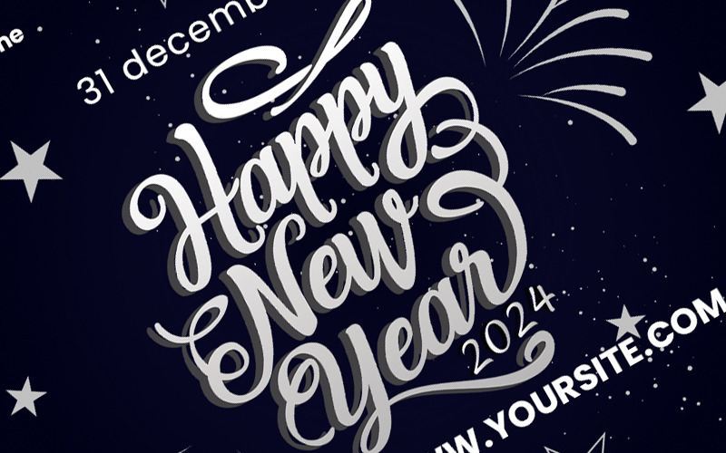 Happy New Year 2024 Banner Social Media