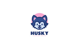 Husky Dog Mascot Cartoon Logo