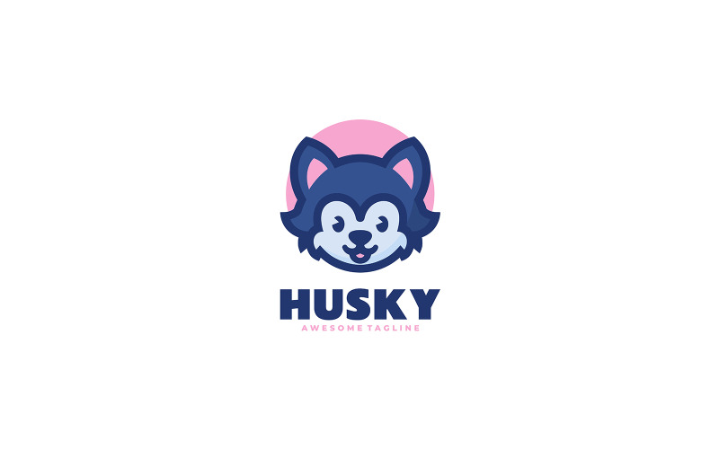 Husky Dog Mascot Cartoon Logo Logo Template