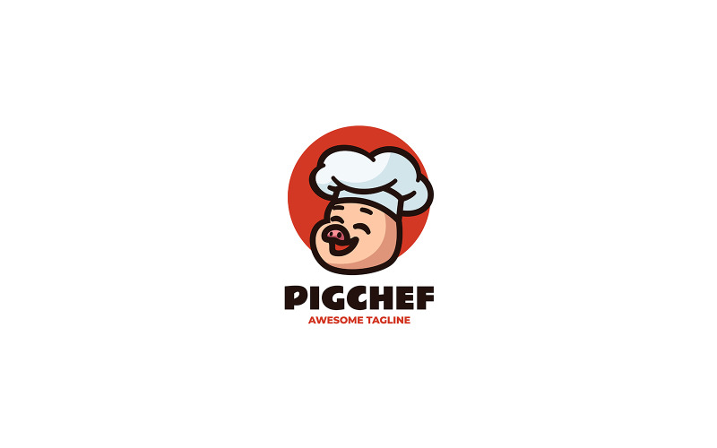Pig Chef Mascot Cartoon Logo 1 Logo Template