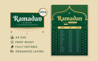 Ramadan Kareem calendar planner 2024.