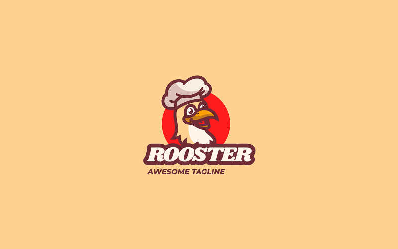 Rooster Chef Mascot Cartoon Logo Logo Template