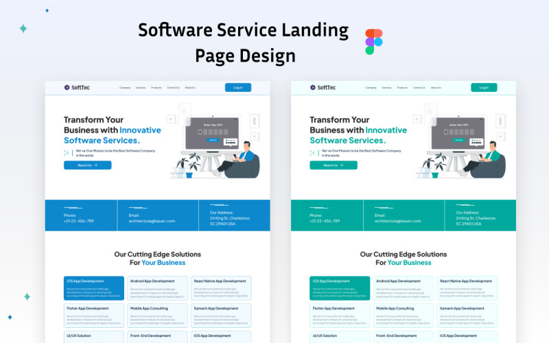 Software Service Landing Page Design UI Element