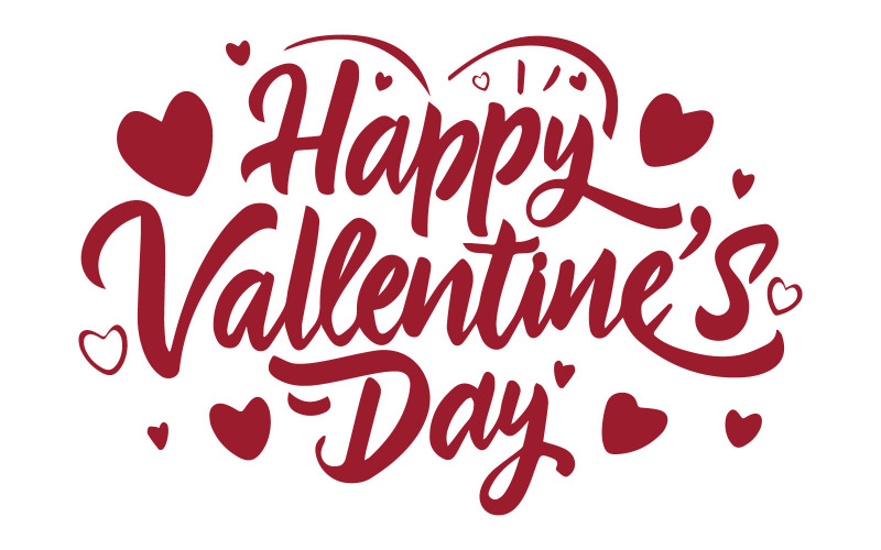 Free Happy Valentines Day hand drawn lettering design vector illustration Vector Graphic