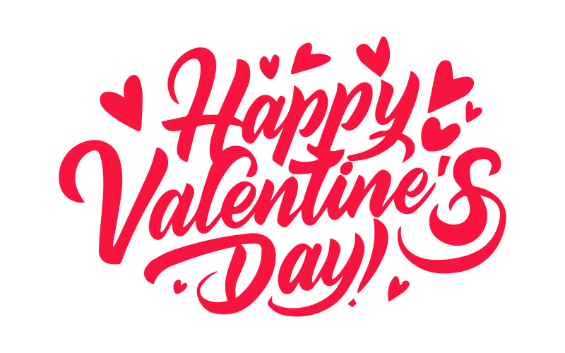 Happy Valentines Day handwritten lettering text with hearts. Free design letters to greeting card Vector Graphic